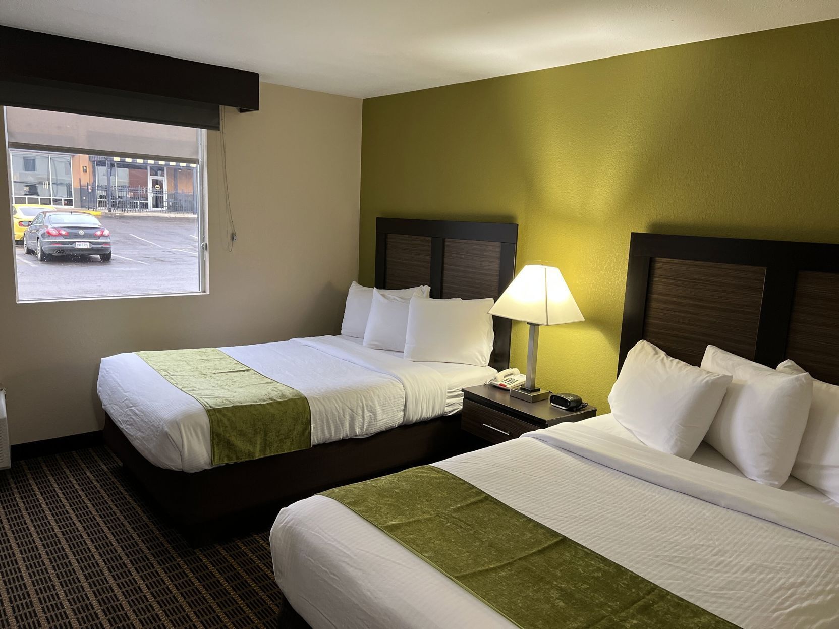 Desk, laptop workspace, iron/ironing board, WiFi