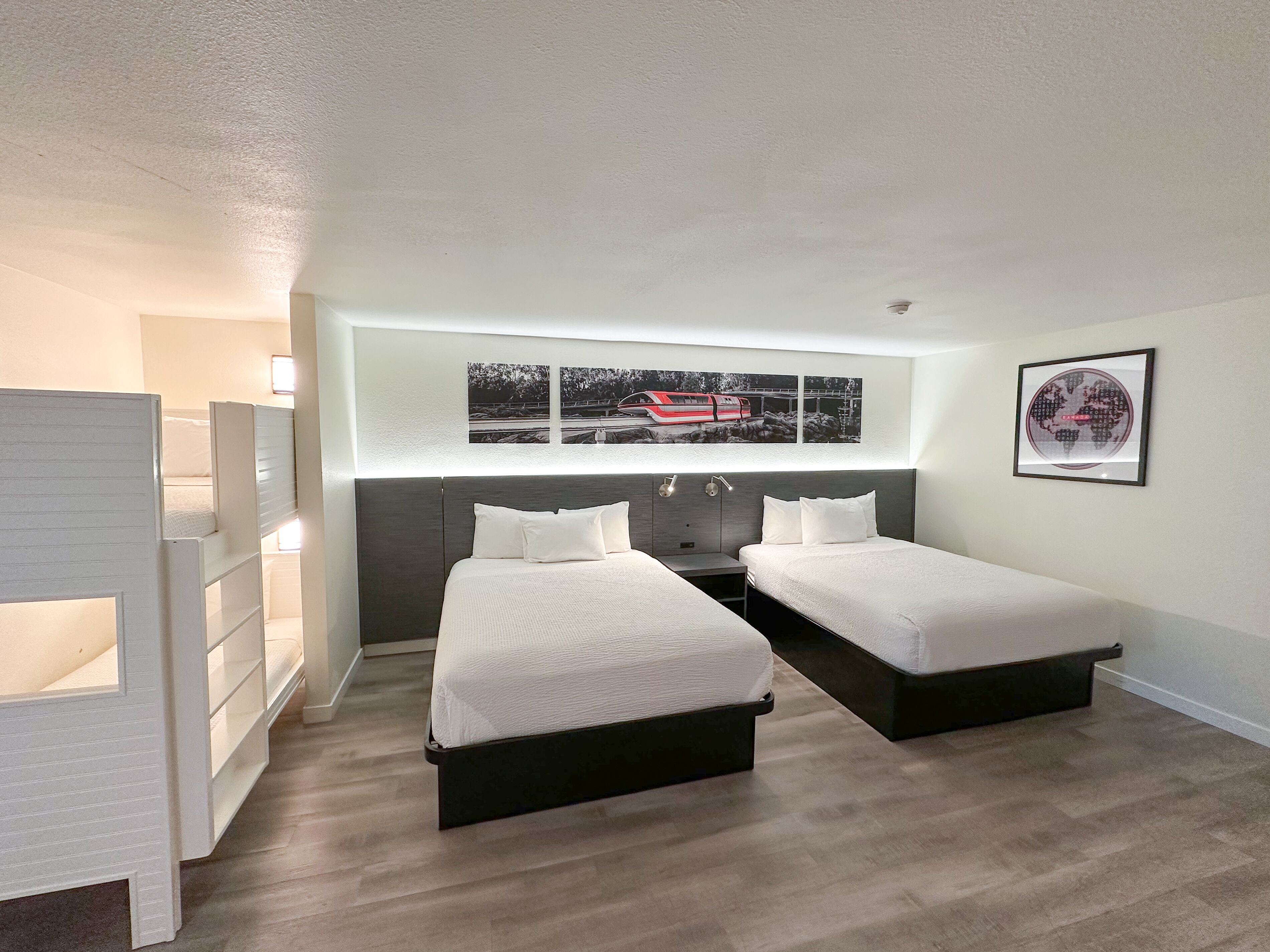 room, non smoking (2 queen beds & 1 bunk bed) | desk, laptop workspace, iron/ironing board, cots/infant beds