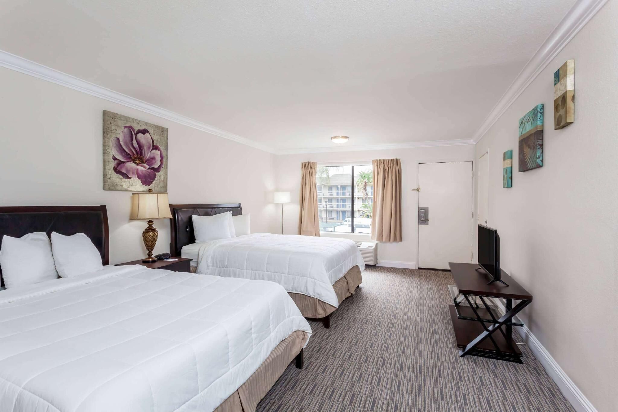 Desk, laptop workspace, iron/ironing board, cots/infant beds