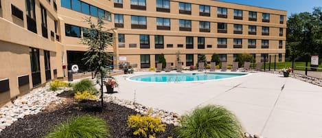 Outdoor pool, sun loungers