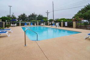 Seasonal outdoor pool, open 9 AM to 9 PM, sun loungers