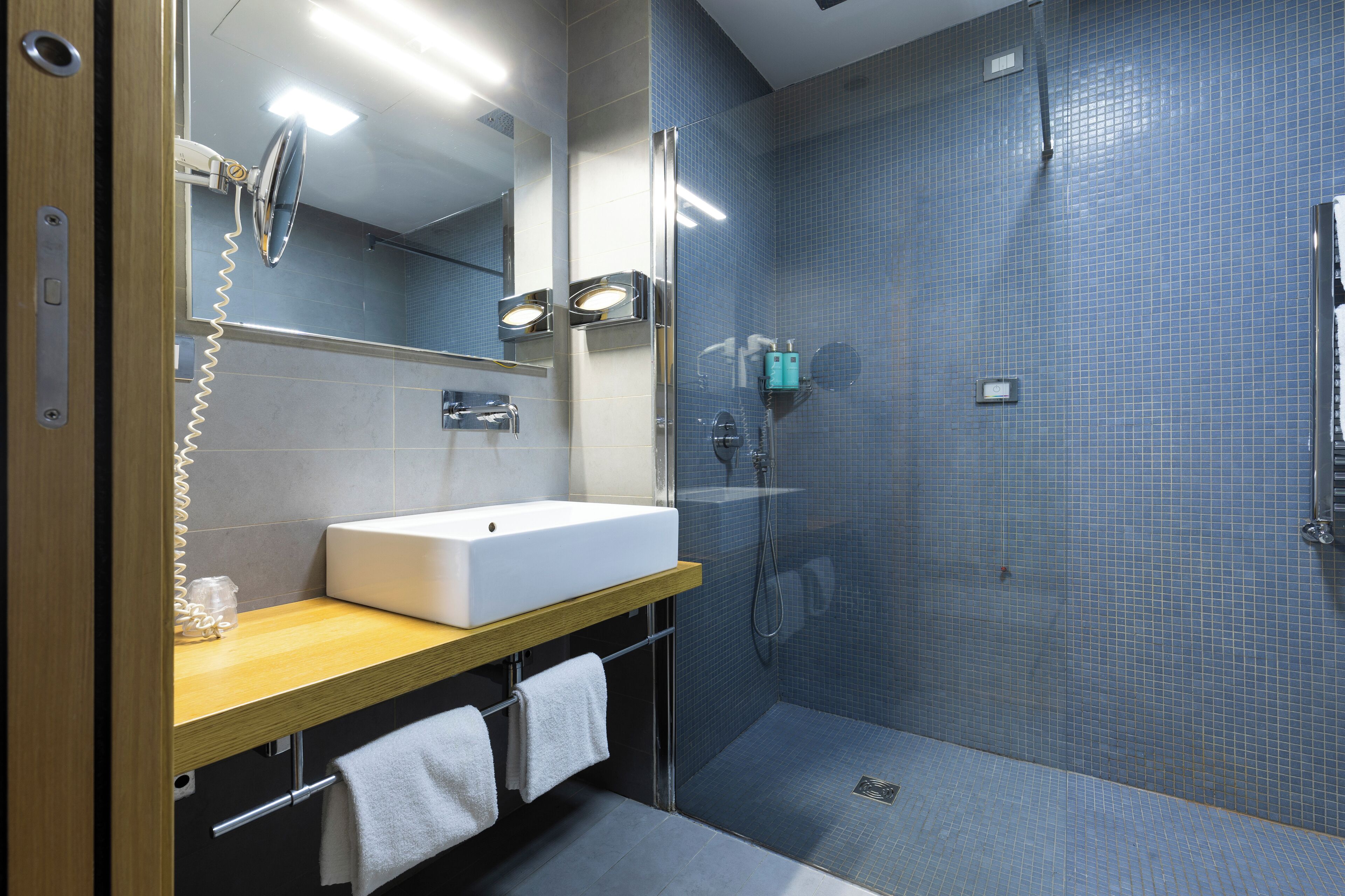 shower, free toiletries, bidet, towels