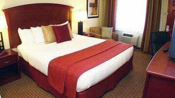 Premium bedding, pillow-top beds, blackout curtains, iron/ironing board