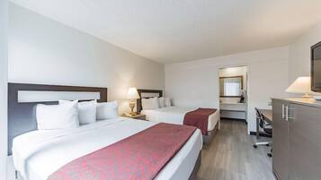Desk, WiFi (free), alarm clocks, bed sheets