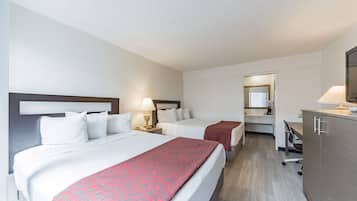 Desk, free WiFi, bed sheets, alarm clocks