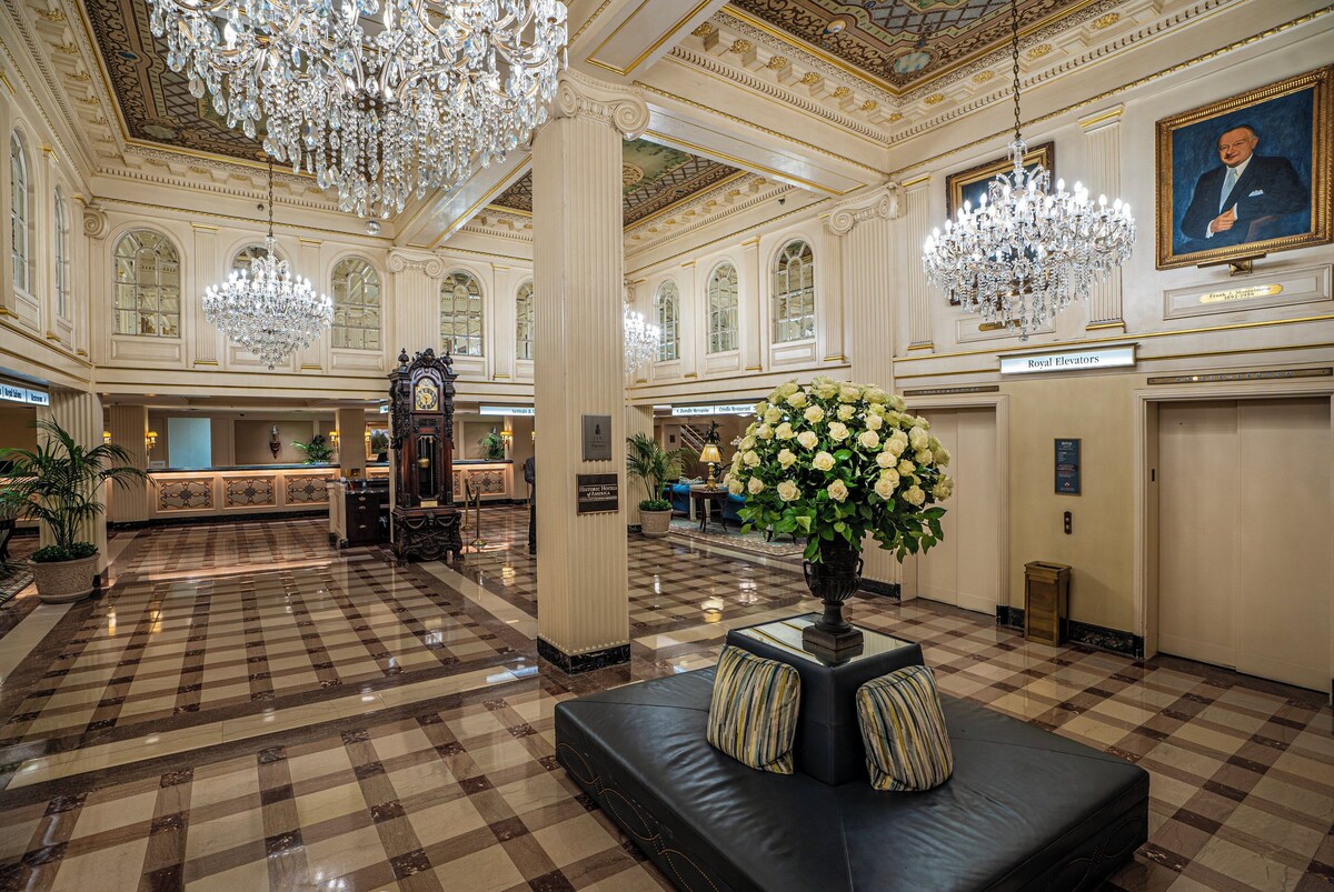 Elegant lobby of the Hotel Monteleone New Orleans