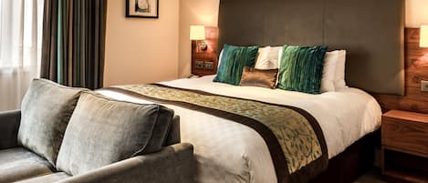 Lakens van Egyptisch katoen, luxe beddengoed, een kluis op de kamer