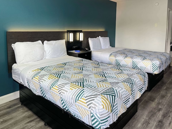 Desk, free WiFi, bed sheets