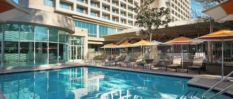 Indoor pool, outdoor pool, open 6:00 AM to 10:00 PM, pool umbrellas