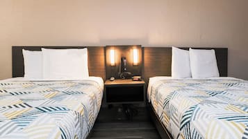 Desk, laptop workspace, free WiFi, bed sheets