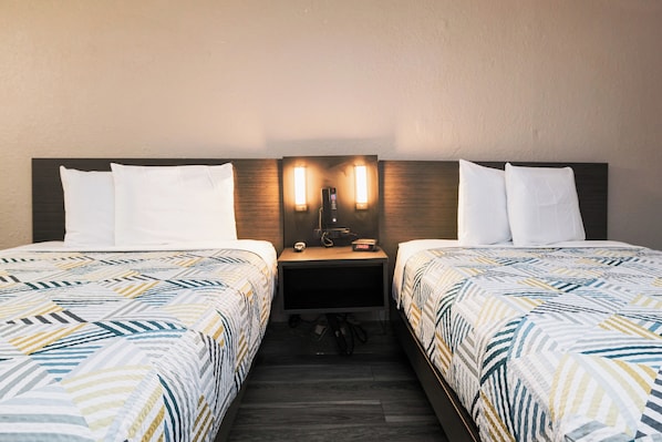 Desk, laptop workspace, free WiFi, bed sheets