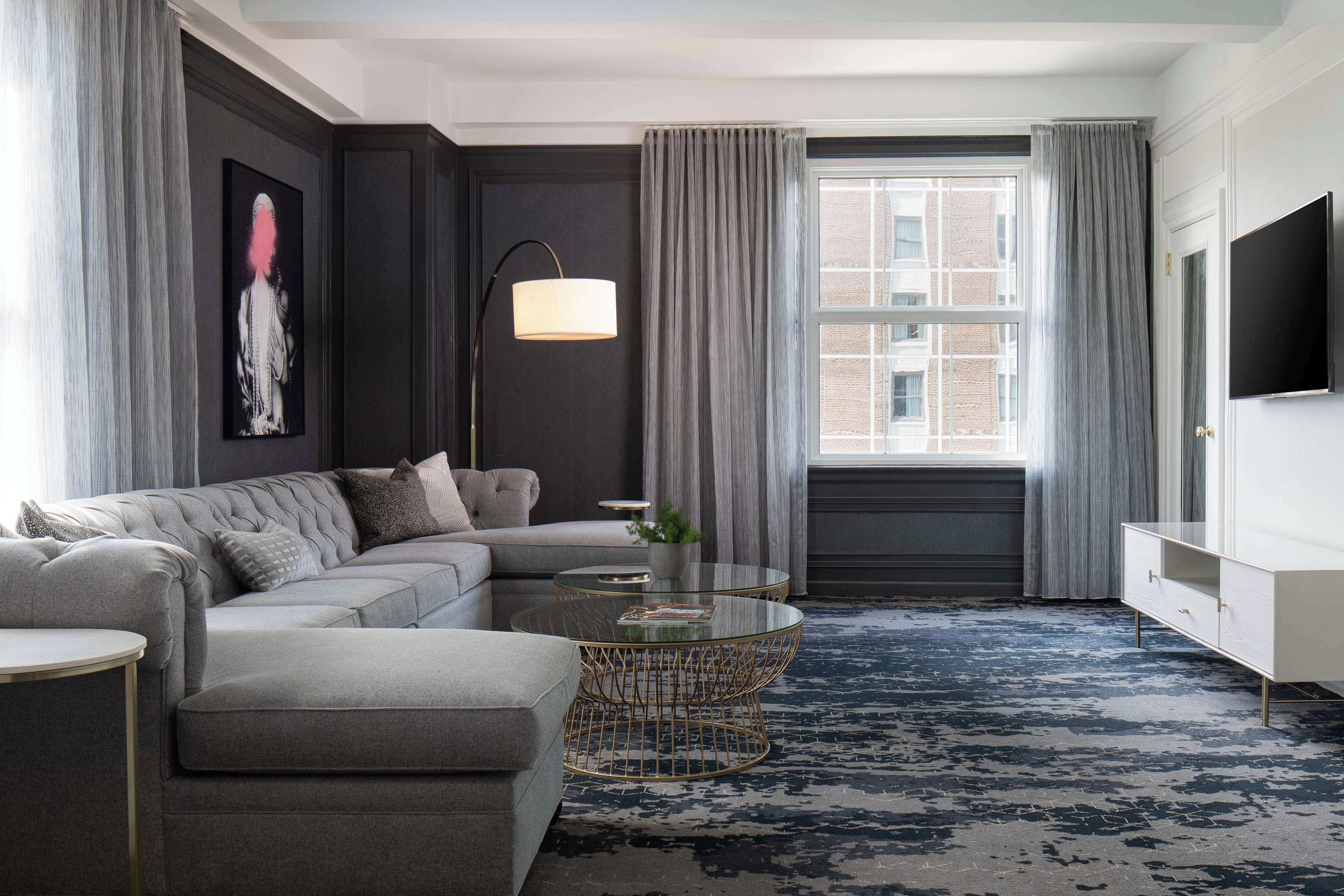 luxury suite, 1 king bed, non smoking (plaza) | living area | 42-inch plasma tv with premium tv channels, tv