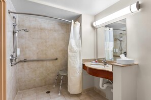 Room, 1 King Bed, Accessible, Non Smoking | Desk, laptop workspace, blackout drapes, iron/ironing board