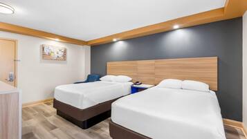 Standard Room, 2 Double Beds, Non Smoking | Desk, laptop workspace, blackout drapes, iron/ironing board