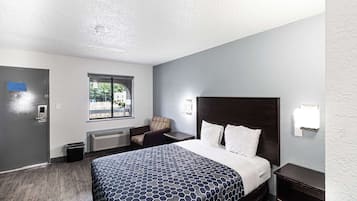 Hypo-allergenic bedding, desk, laptop workspace, iron/ironing board