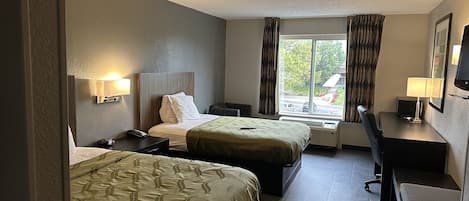 Standard Room, 2 Double Beds, Non Smoking | Desk, iron/ironing board, free WiFi, bed sheets