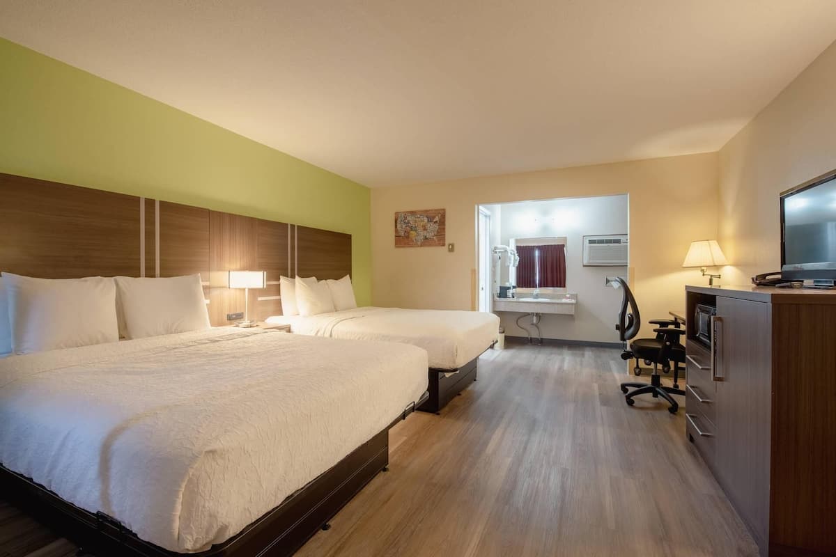 Room, 2 Queen Beds, Non Smoking | Premium bedding, in-room safe, desk, iron/ironing board