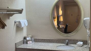 Eco-friendly toiletries, hair dryer, towels, soap