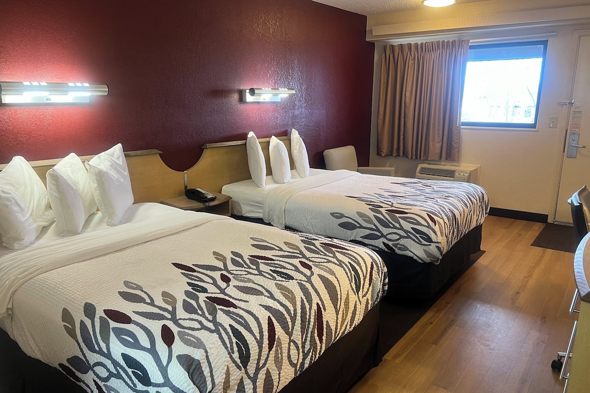 1 bedroom, desk, blackout curtains, iron/ironing board