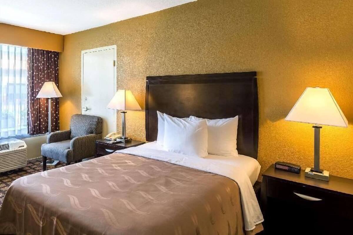 Down duvets, pillow-top beds, desk, laptop workspace