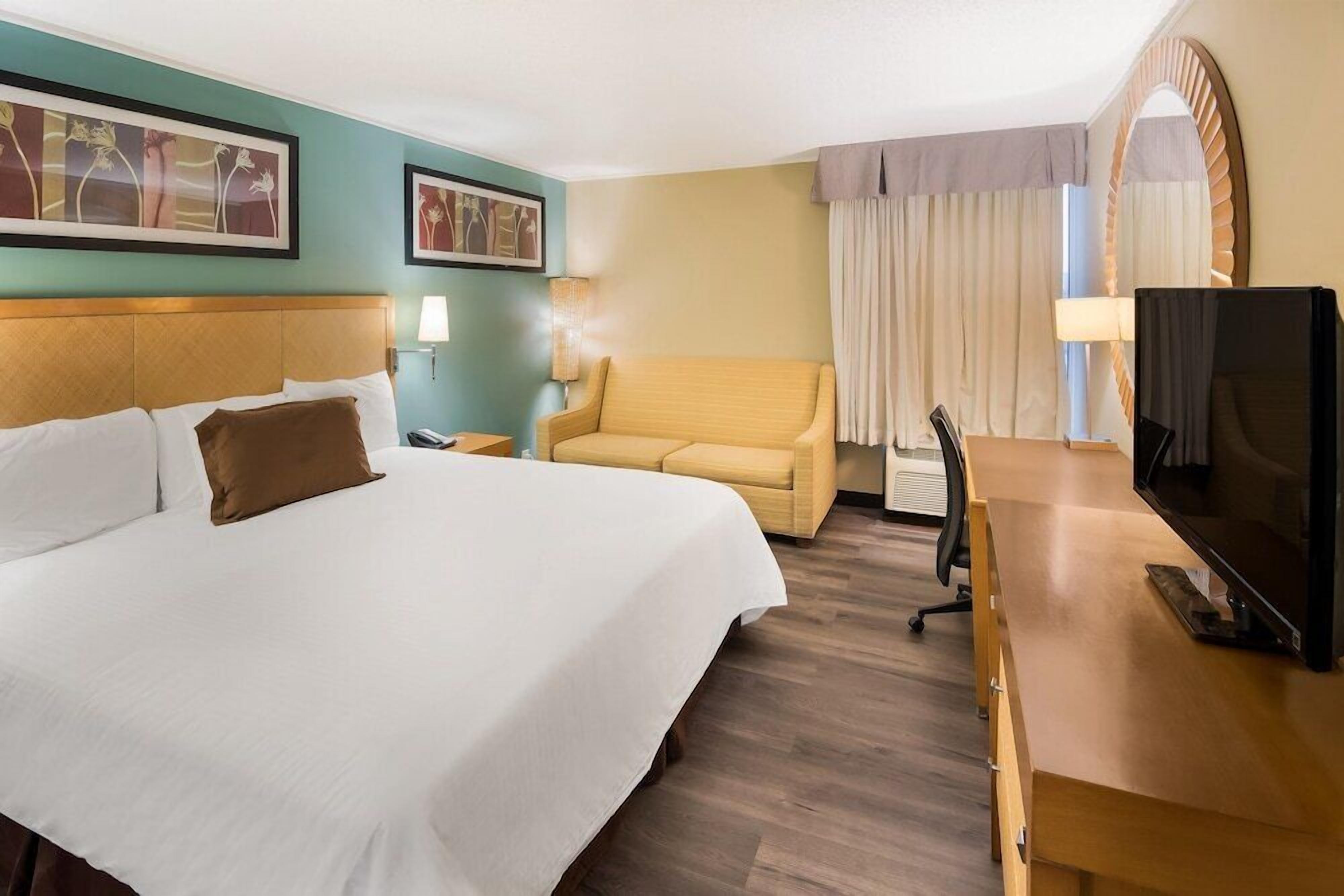 Premium bedding, down comforters, desk, laptop workspace