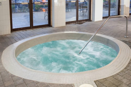 Indoor pool, open 9:00 AM to 10:00 PM, sun loungers