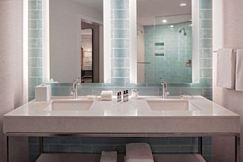 Eco-friendly toiletries, hair dryer, bathrobes, towels at Hyatt Regency Mission Bay Spa and Marina