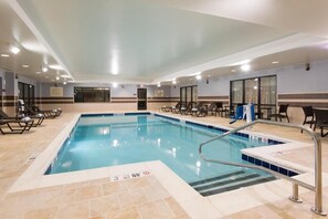 Indoor pool, open 7:00 AM to 10:00 PM, sun loungers