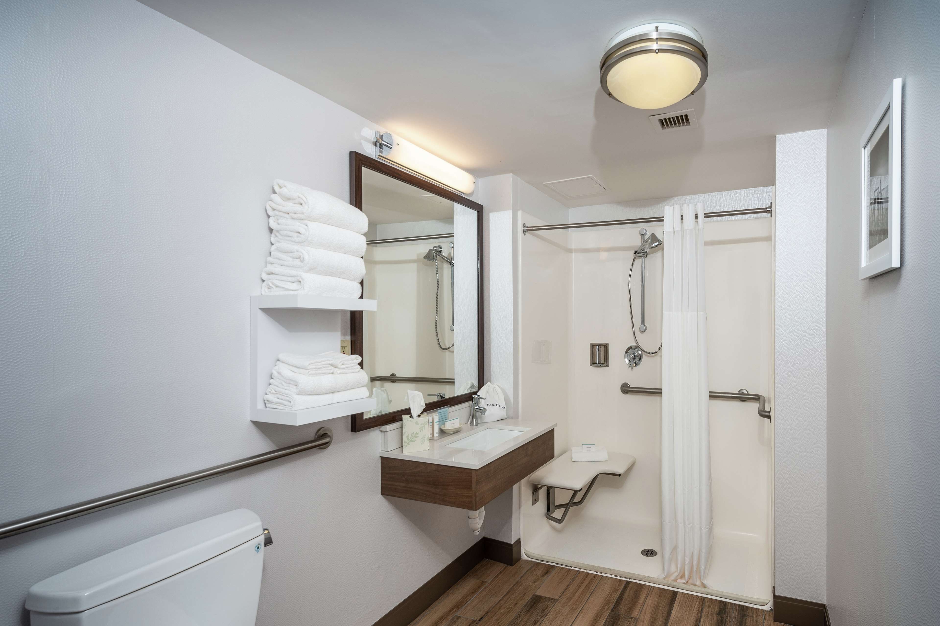 room, 2 double beds, accessible (roll-in shower) | bathroom shower