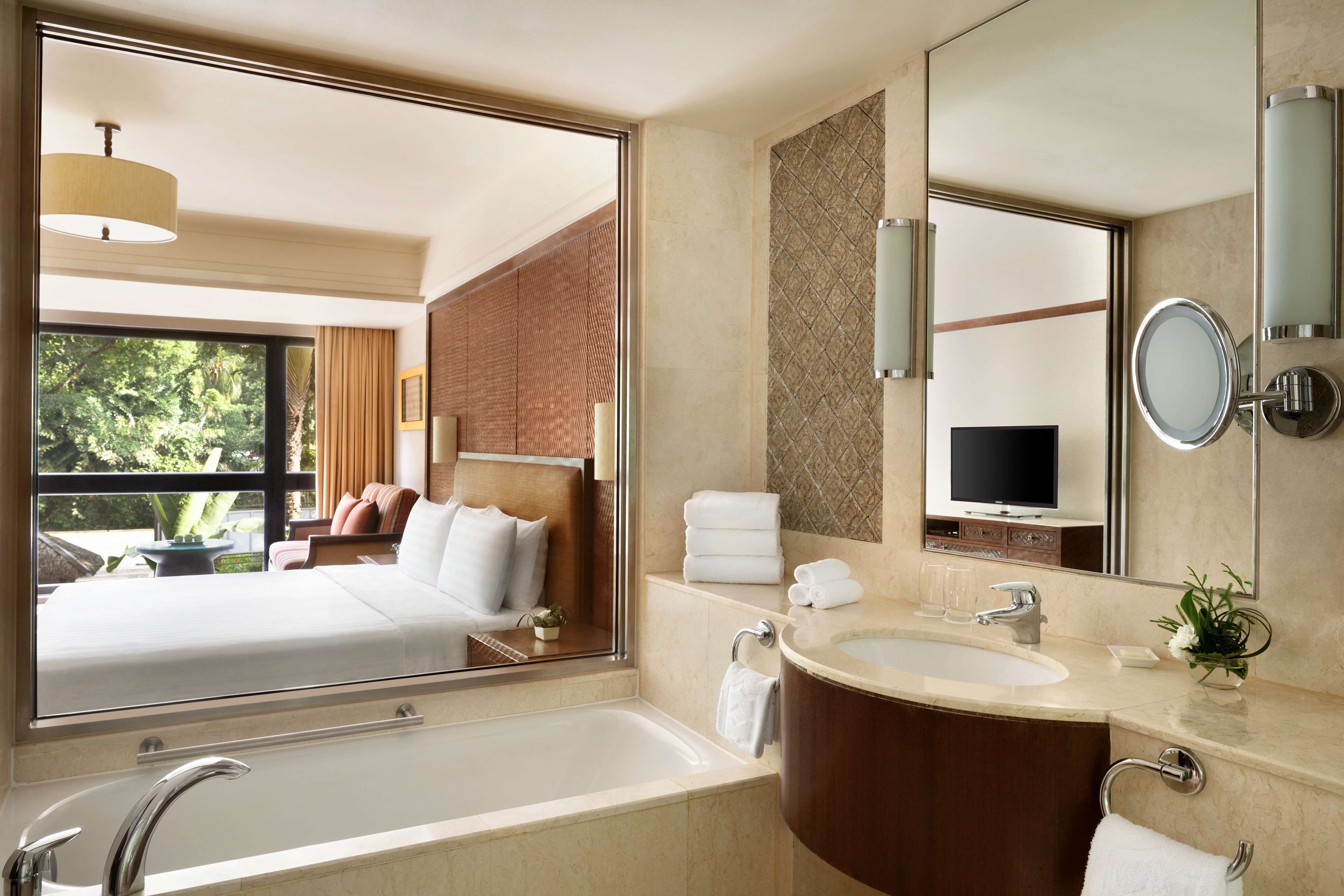 separate bathtub and shower, deep-soaking bathtub