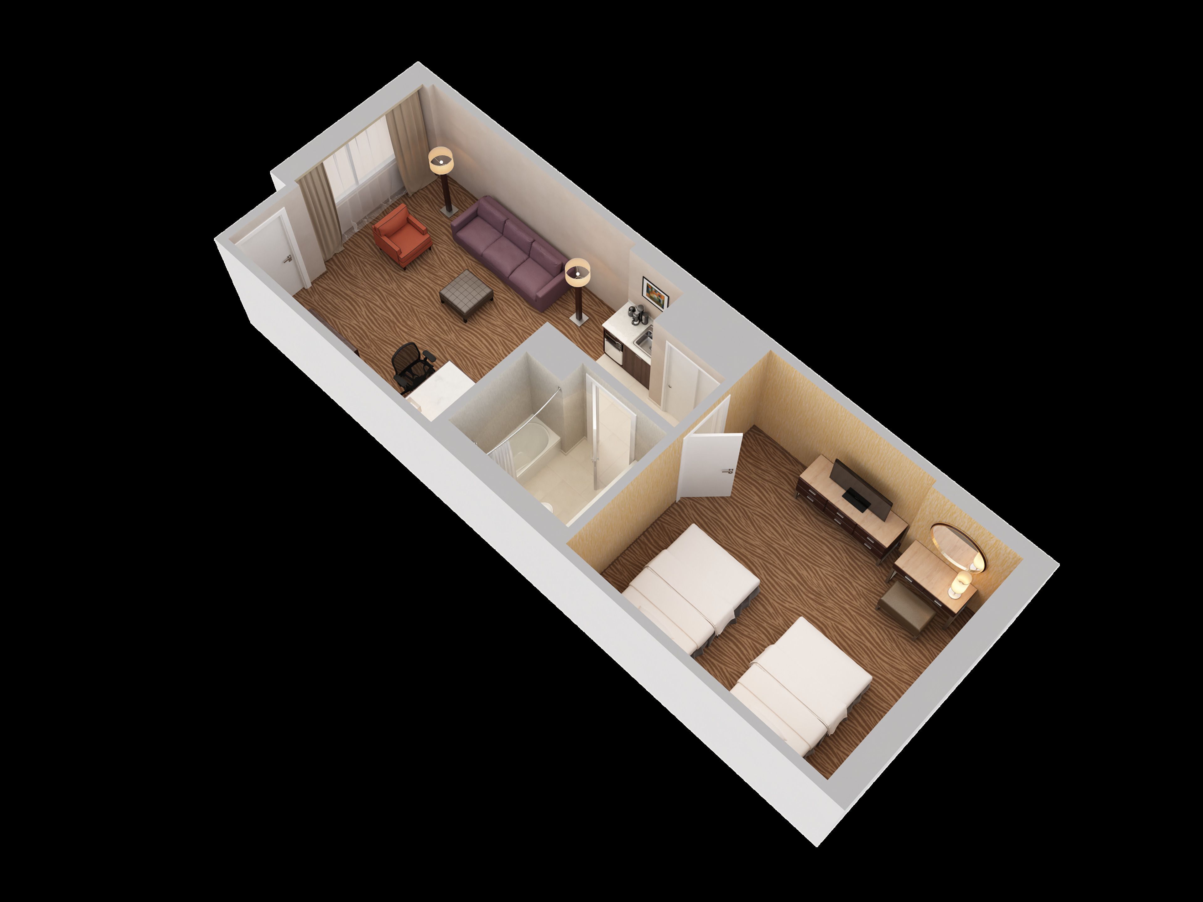suite, 2 queen beds | floor plan