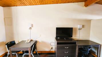 Desk, iron/ironing board, WiFi (free), alarm clocks