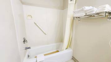 Deluxe Room, 2 Queen Beds, Bathtub Grab Bars, Non Smoking | Bathroom | Combined shower/tub, free toiletries, hair dryer, towels