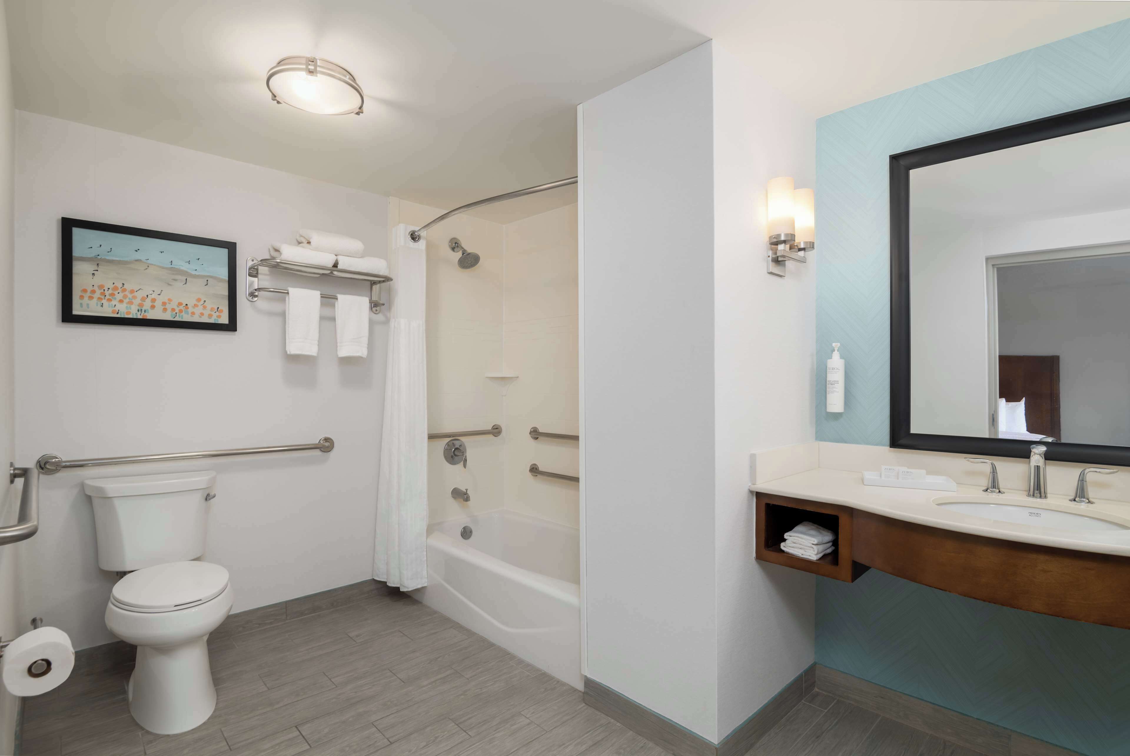 free toiletries, hair dryer, towels