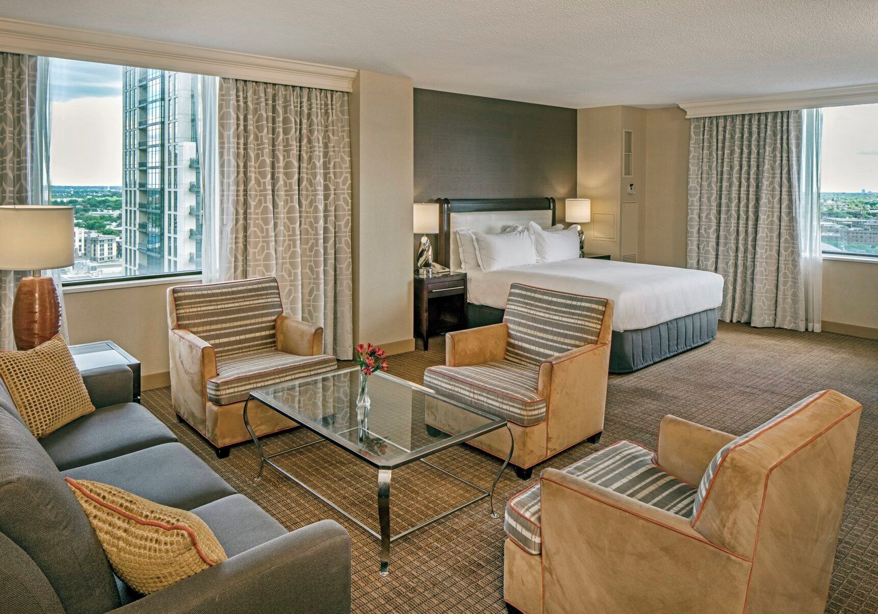 Premium bedding, down comforters, pillowtop beds, in-room safe