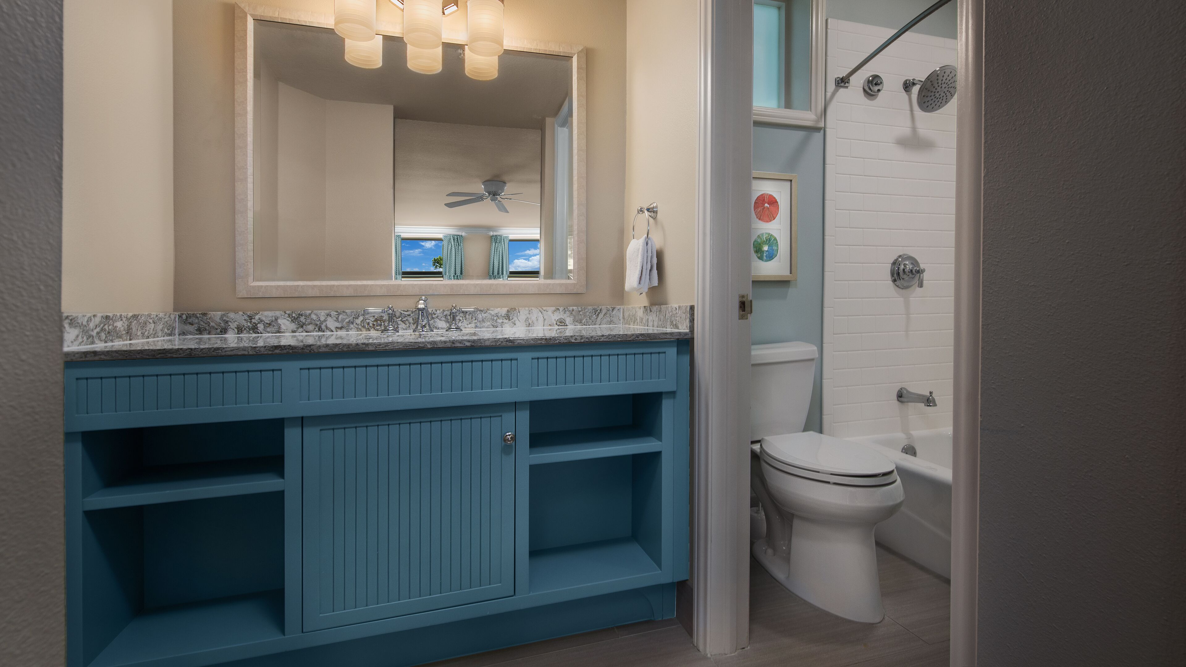 eco-friendly toiletries, hair dryer, towels