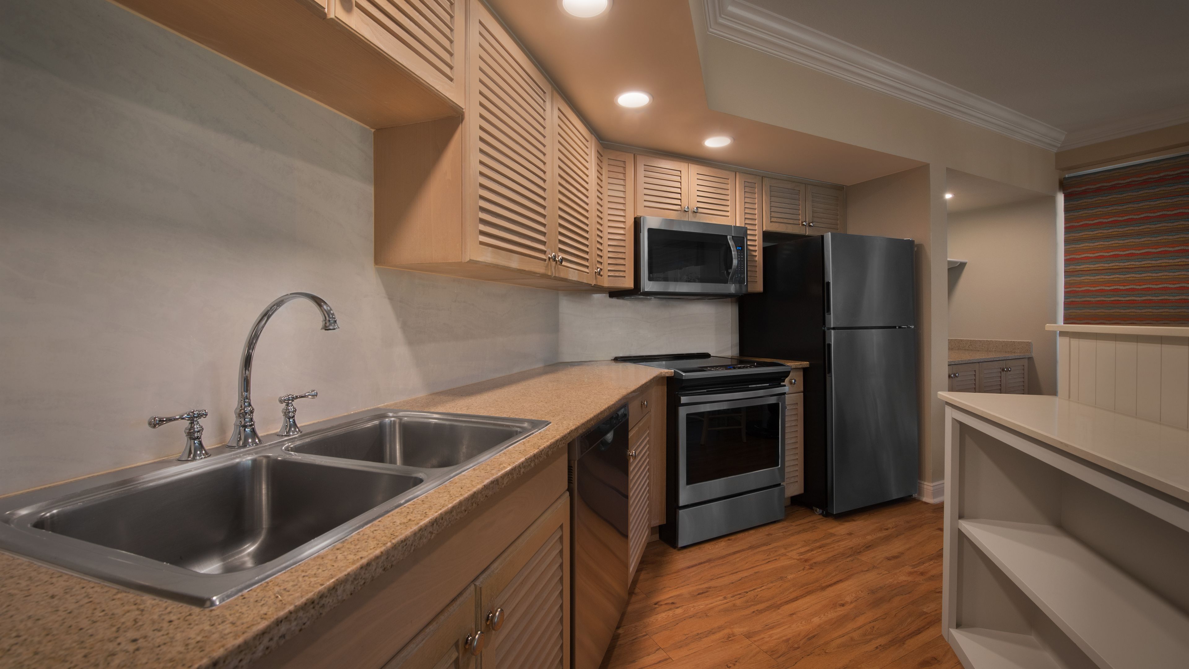 microwave, coffee/tea maker, eco-friendly cleaning products