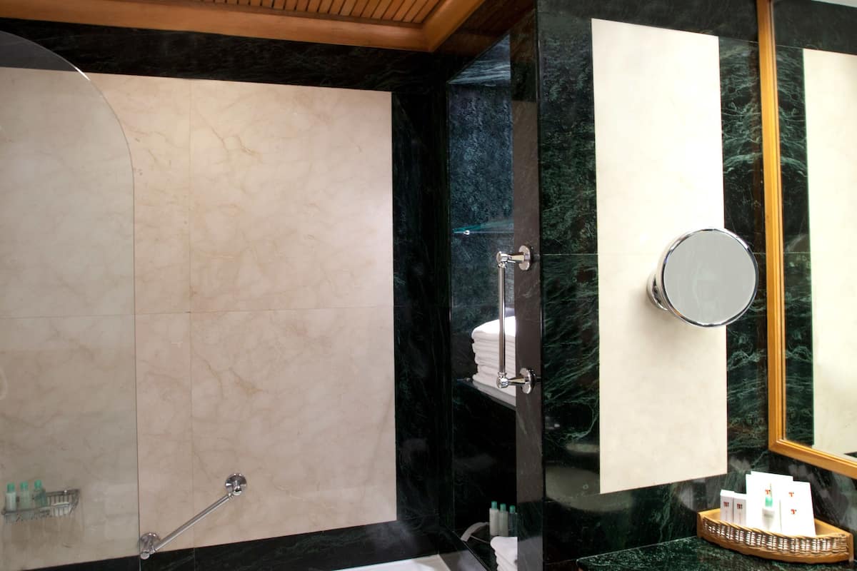 shower, free toiletries, hair dryer, bathrobes