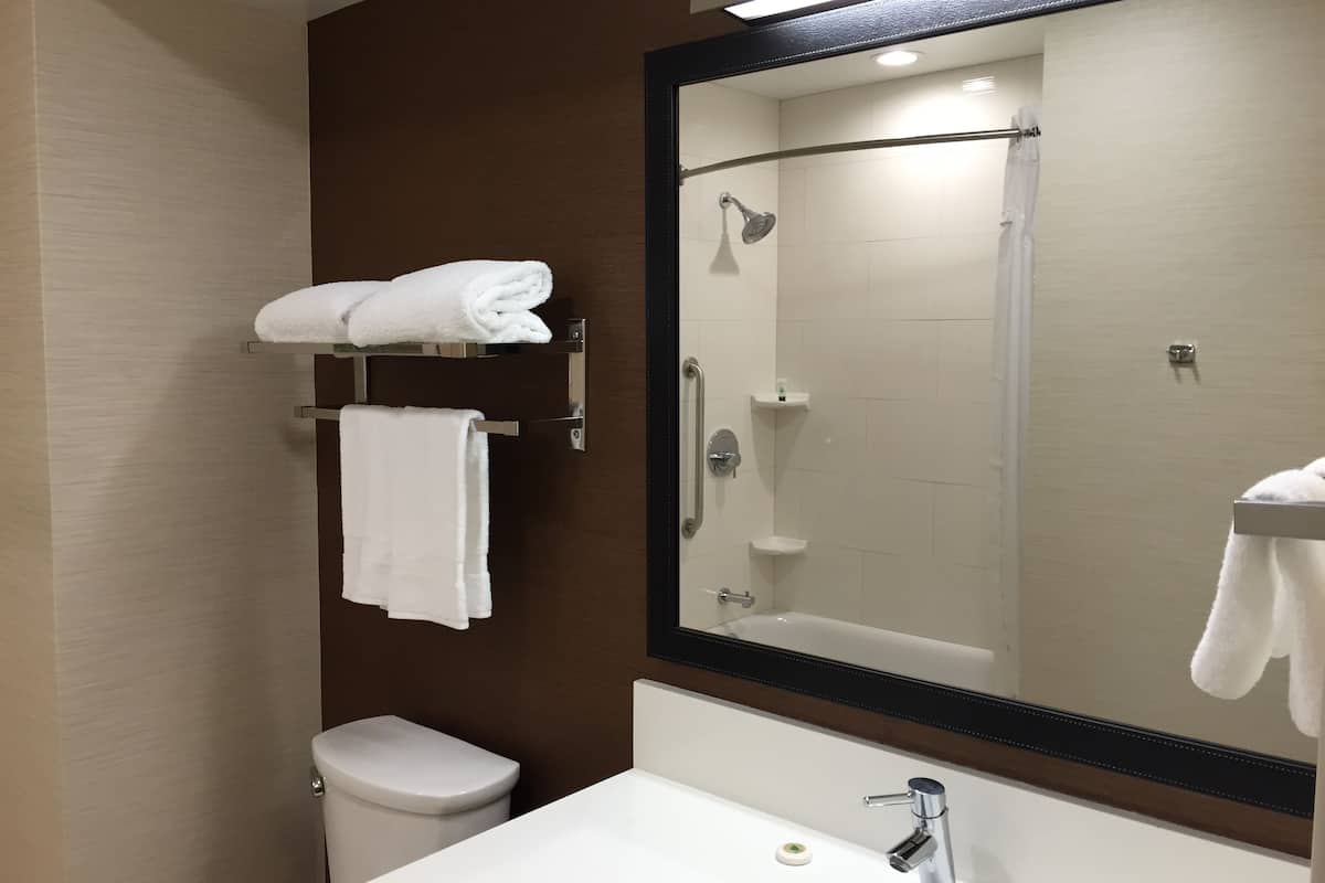 hypo-allergenic bedding, desk, laptop workspace, iron/ironing board