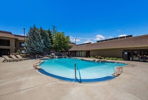 Outdoor pool, sun loungers