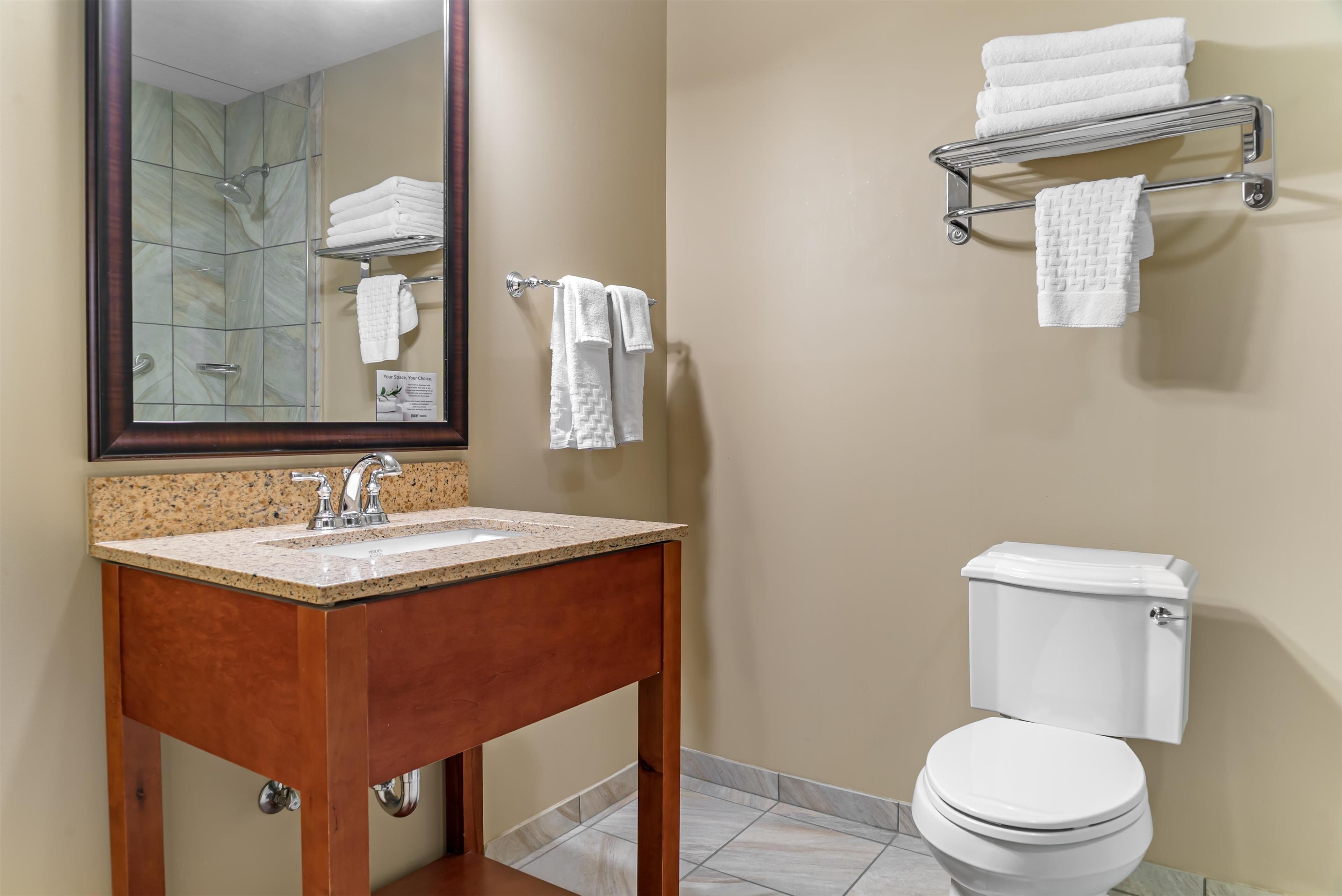 suite, 1 king bed, non smoking, refrigerator & microwave (living room;with sofabed) | bathroom | hydromassage showerhead, free toiletries, hair dryer, towels