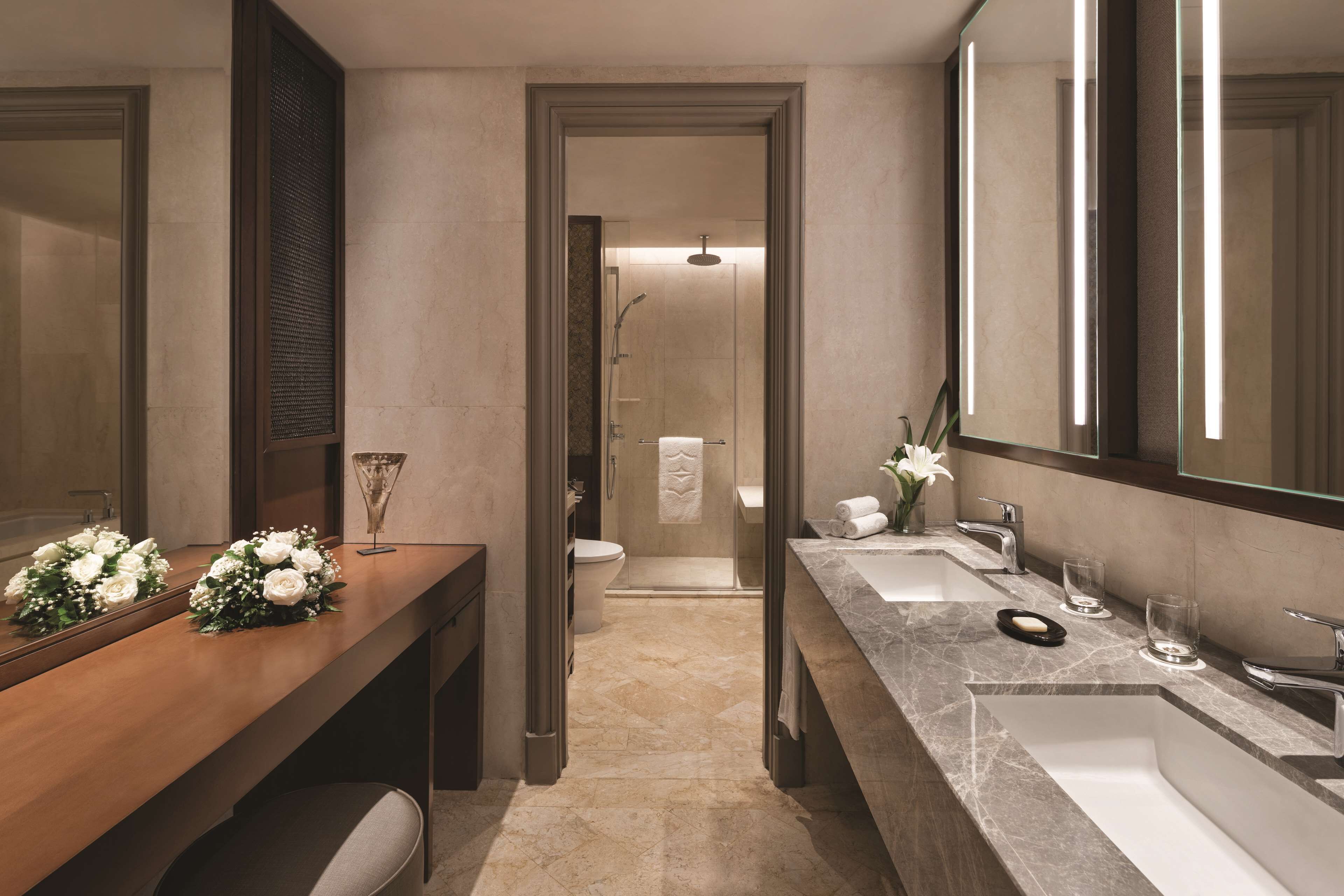 eco-friendly toiletries, hair dryer, bathrobes, slippers