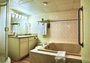 Combined shower/tub, hair dryer