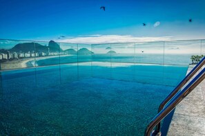 Outdoor pool, sun loungers