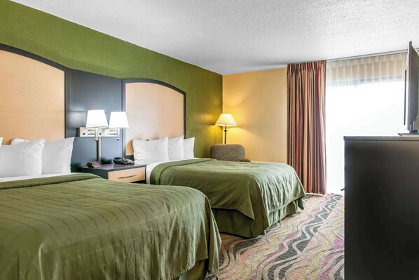 Standard Room, 2 Double Beds, Non Smoking | Premium bedding, desk, laptop workspace, iron/ironing board