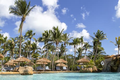 Outdoor pool, pool umbrellas, pool loungers