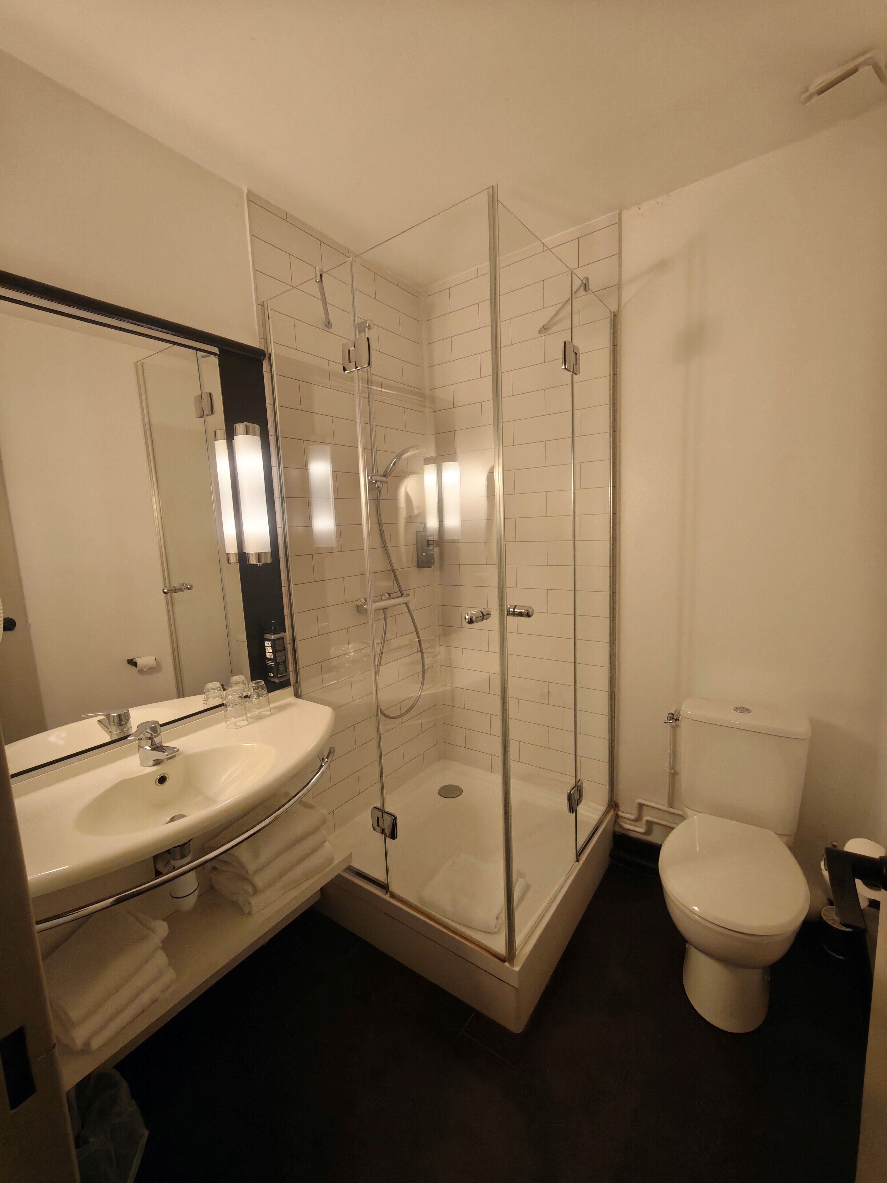 shower, eco-friendly toiletries, towels