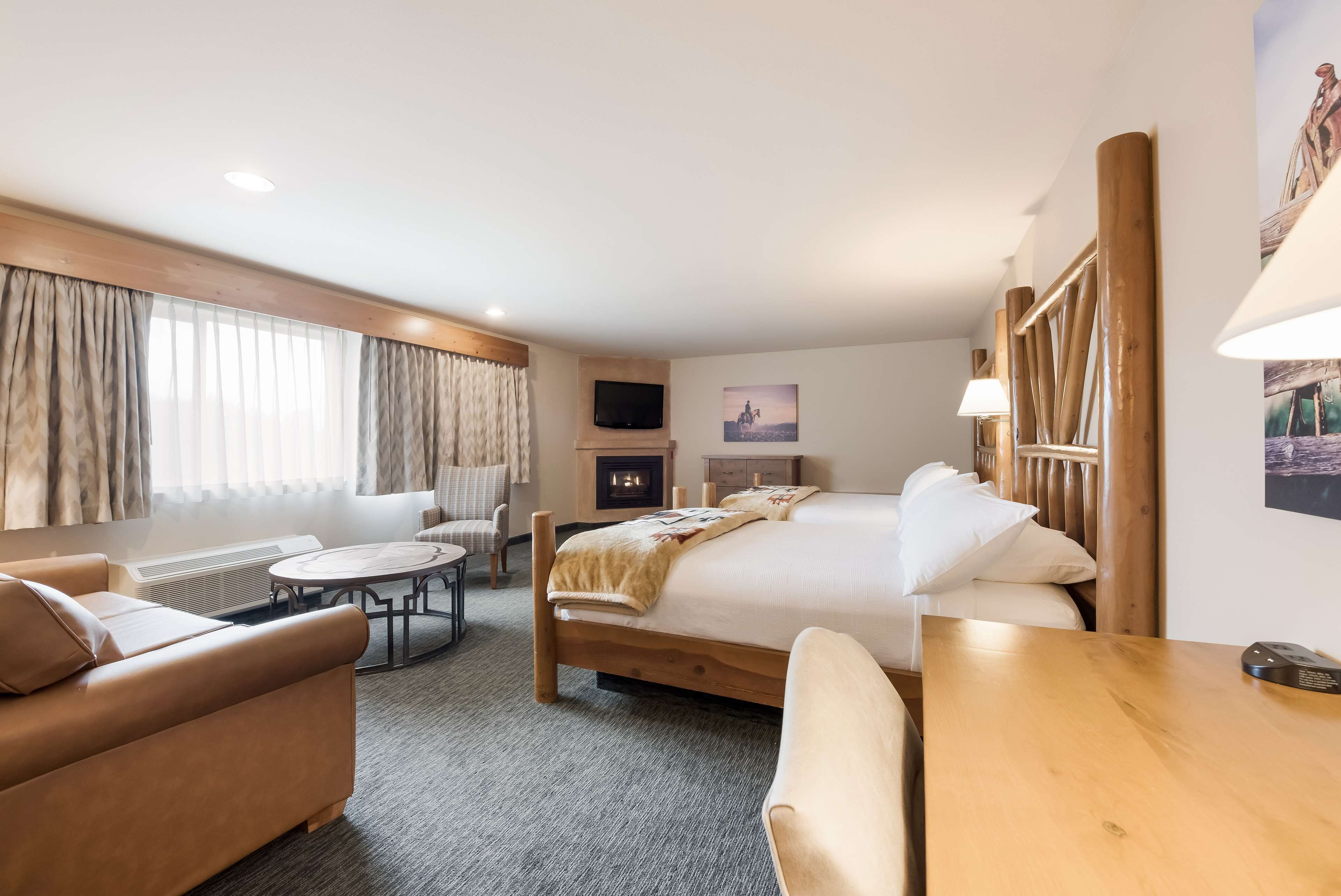 standard room, 2 queen beds, non smoking, fireplace (larger room) | 1 bedroom, pillow-top beds, blackout curtains, iron/ironing board