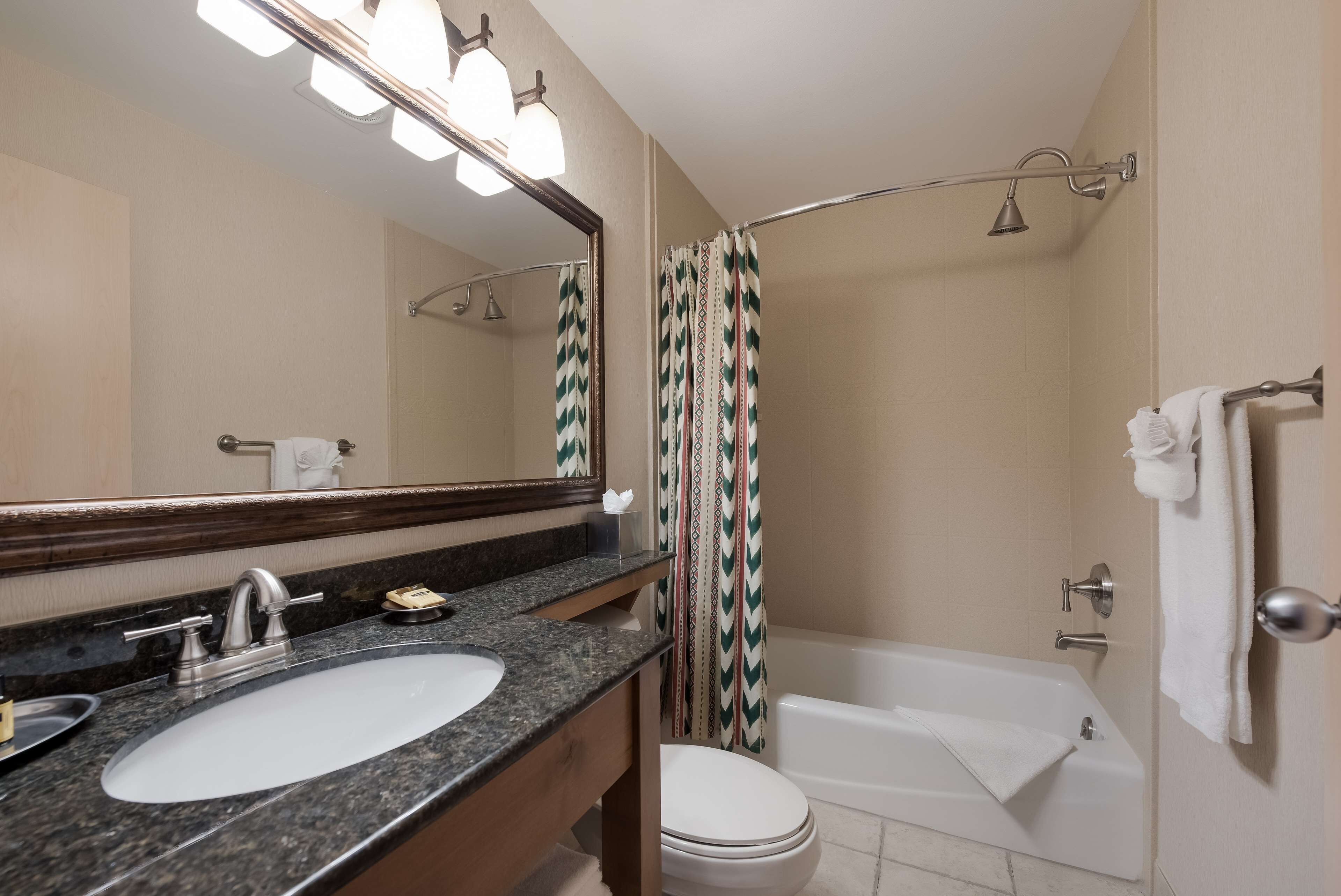 combined shower/bathtub, free toiletries, hair dryer, towels