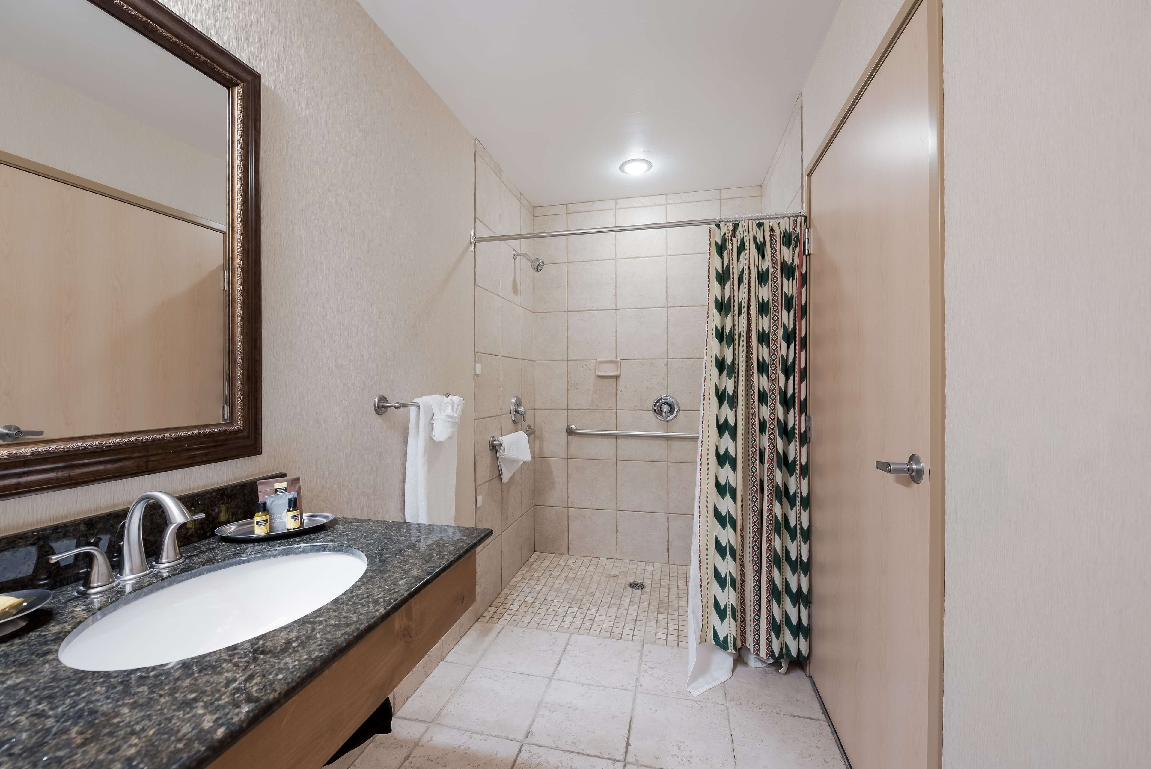 standard room, 1 king bed, accessible, refrigerator & microwave | accessible bathroom